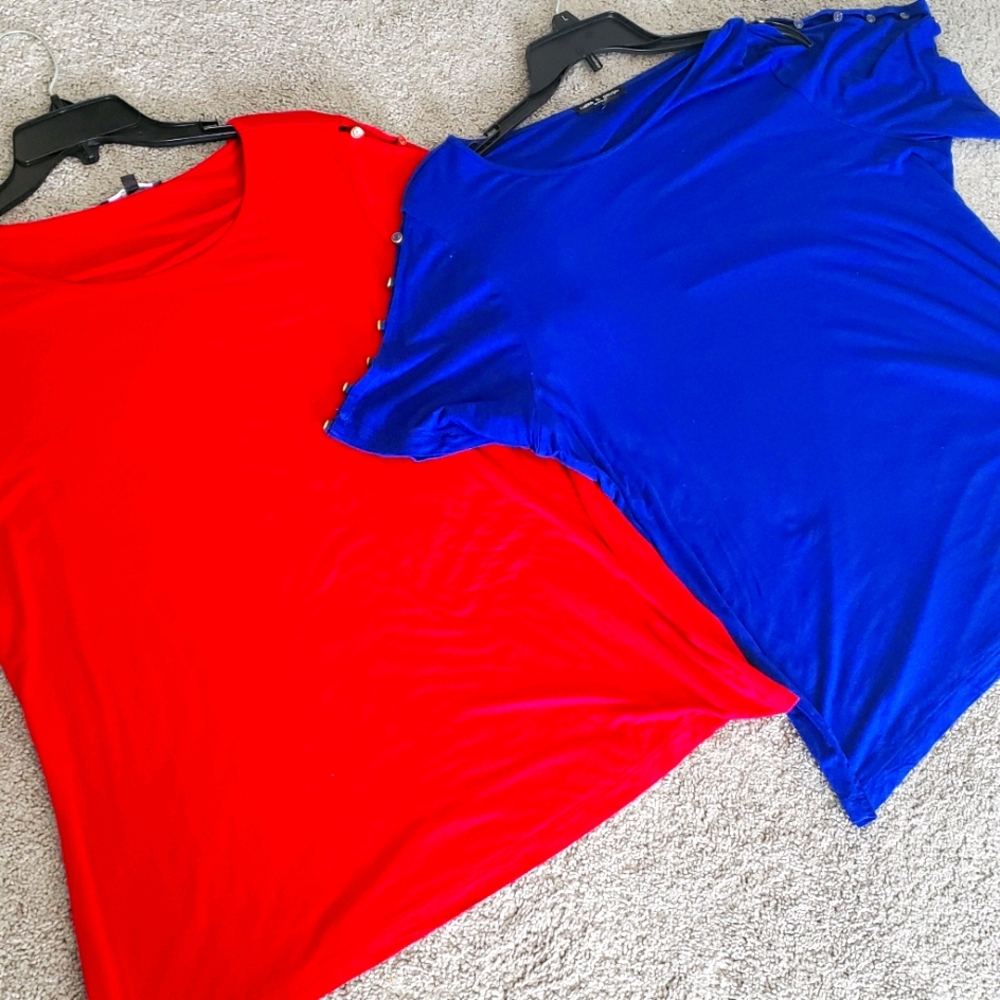 Red and Blue Cable & Gauge Casual Tops Size 1X | 2 for $30
